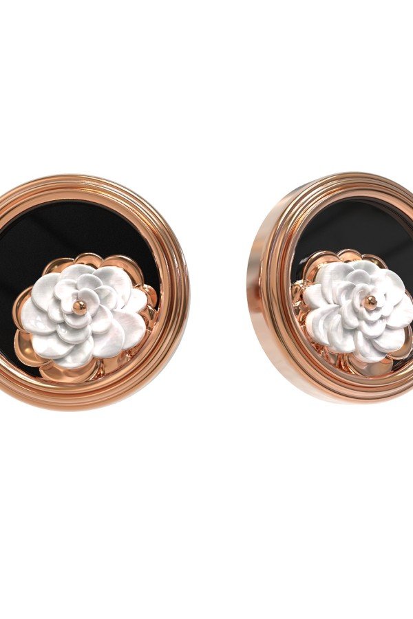 Серьги из золота c ониксом и перламутром