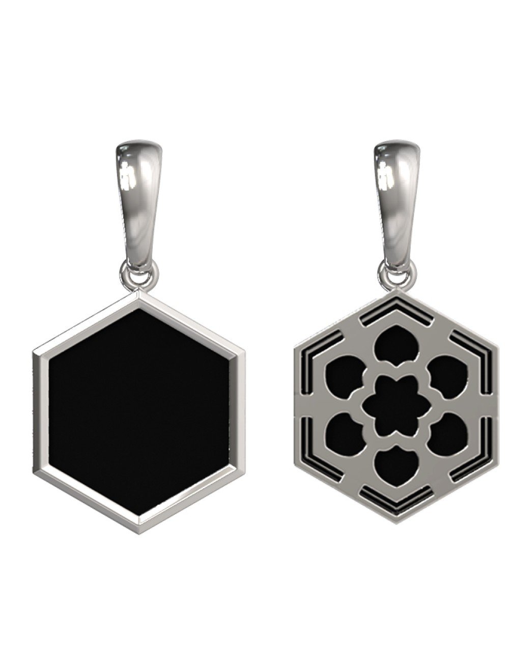 Подвеска из белого золота c ониксом