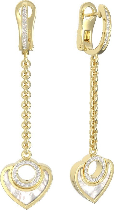 Серьги из лимонного золота c бриллиантами и перламутром