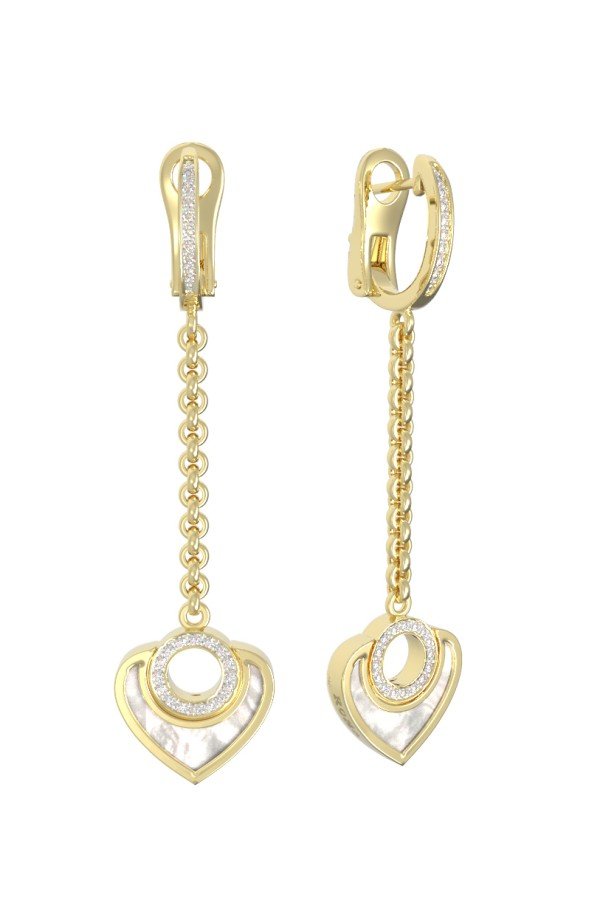 Серьги из лимонного золота c бриллиантами и перламутром