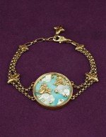 Браслет из лимонного золота c бирюзой и перламутром