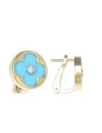 Серьги из лимонного золота c бриллиантами и бирюзой