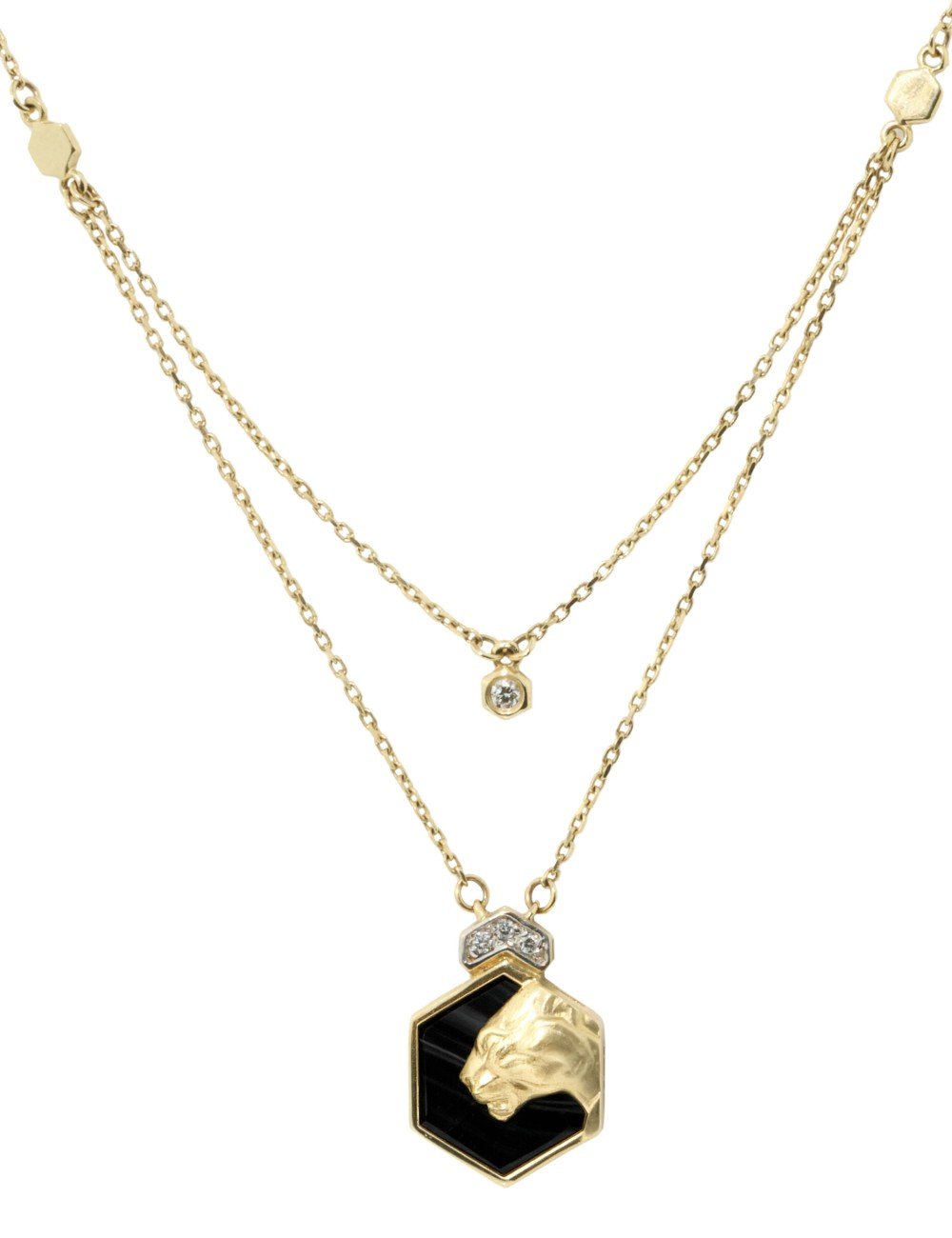 Колье из лимонного золота c бриллиантами и ониксом