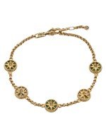 Браслет из золота c бриллиантами, малахитом и перламутром