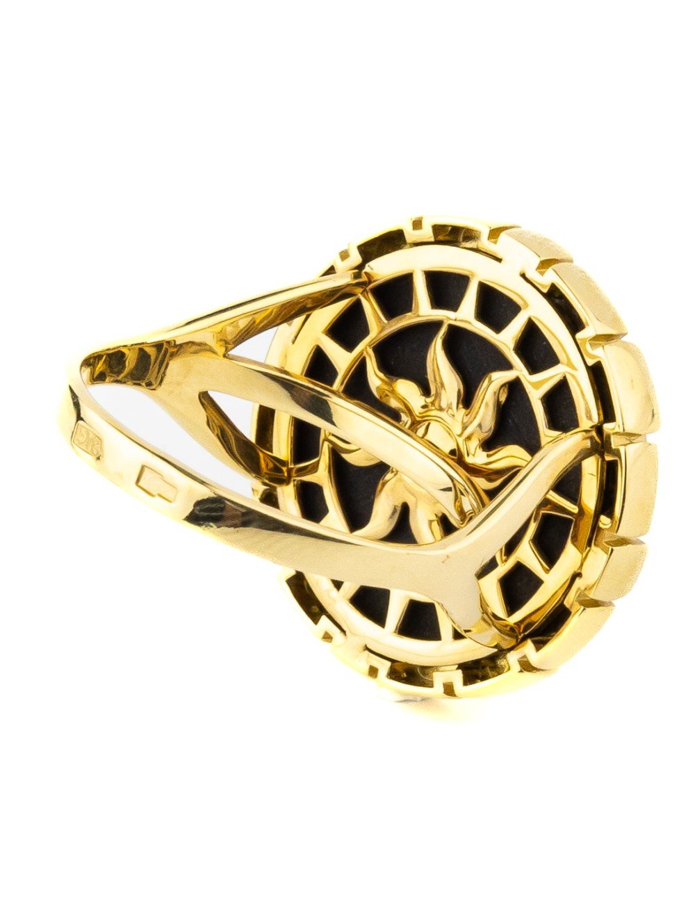 Кольцо из лимонного золота c эмалью и ониксом