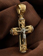 Крест из лимонного золота c эбеновым деревом