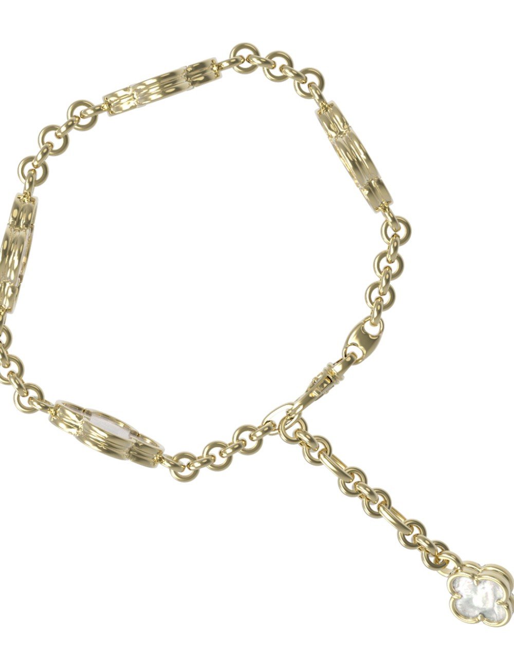 Браслет из лимонного золота c перламутром