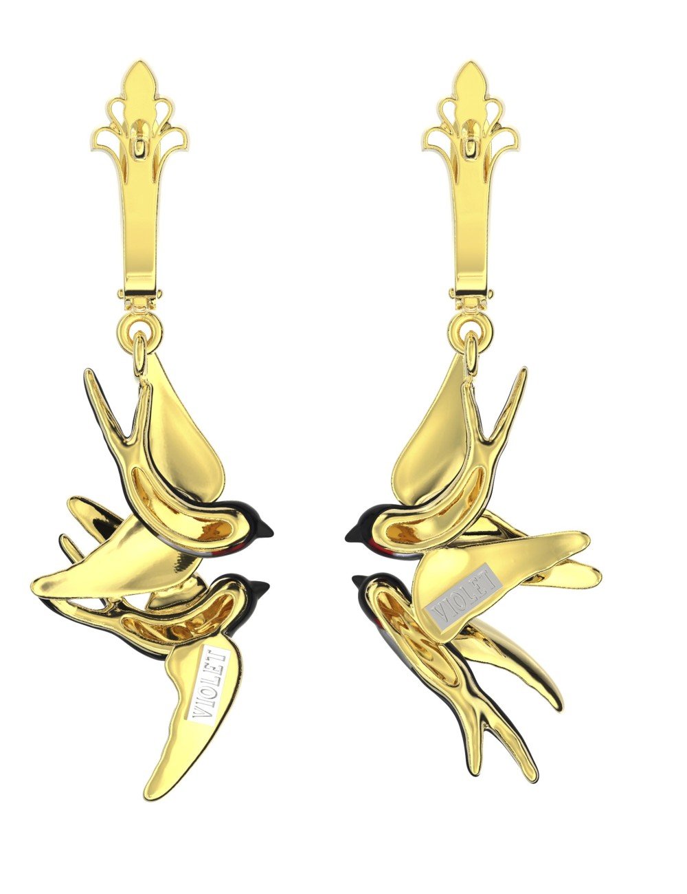 Серьги из лимонного золота c эмалью