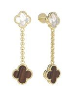 Серьги из лимонного золота c тигровым глазом и перламутром