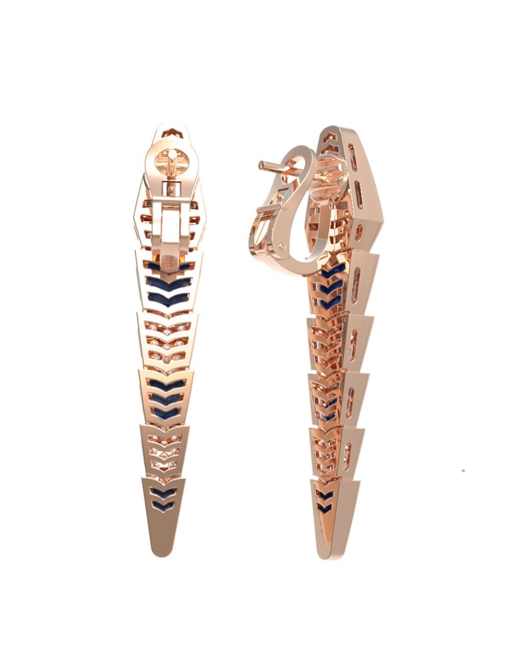 Серьги из золота c бриллиантами и лазуритом