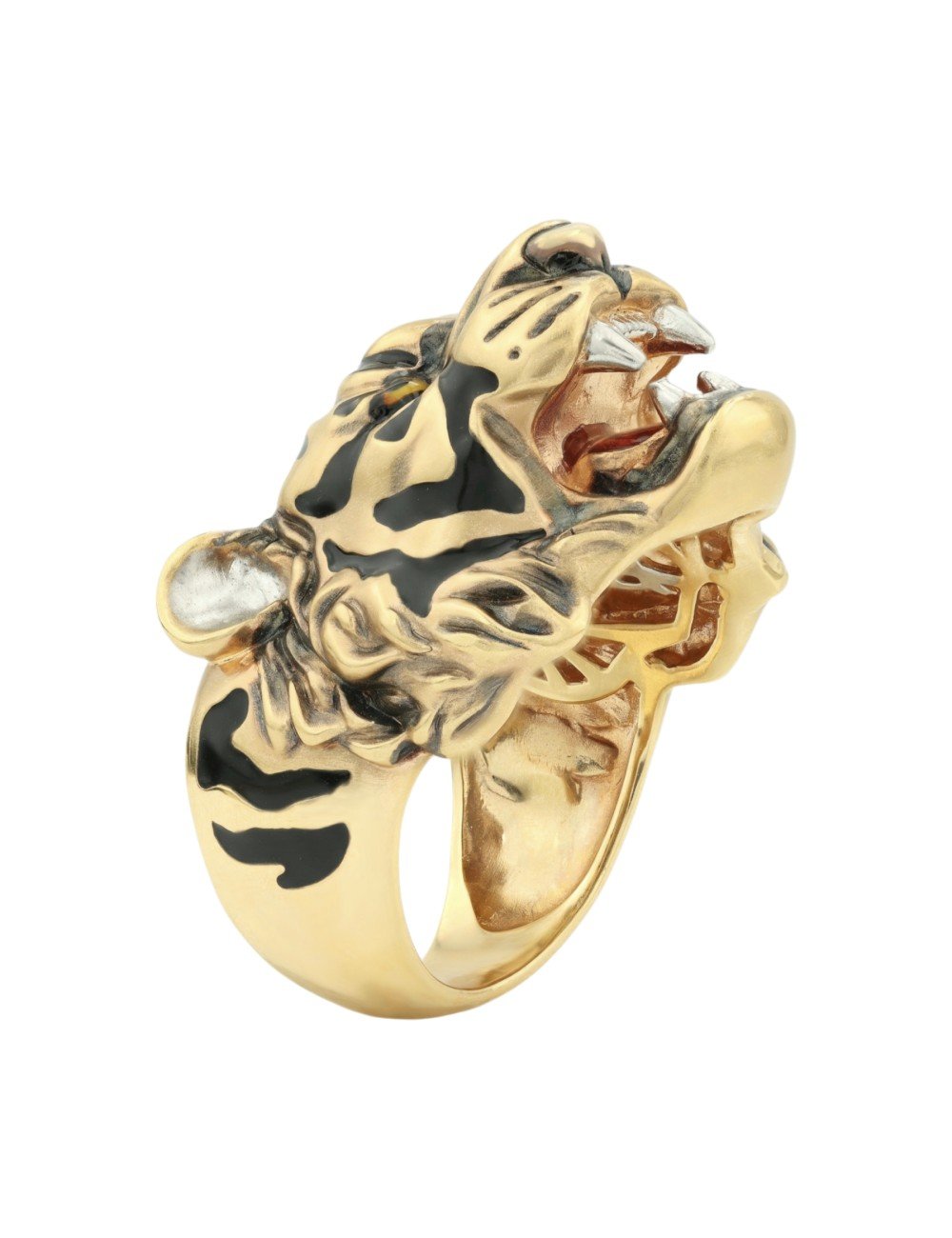 Кольцо из лимонного золота c эмалью