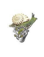 Кольцо из белого золота c эмалью и бивнем мамонта