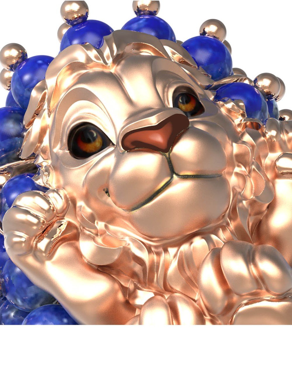 Кольцо из золота c эмалью и лазуритом