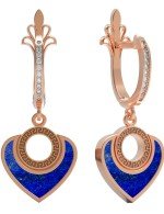 Серьги из золота c фианитом и лазуритом