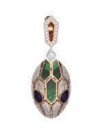 Подвеска из золота c бриллиантами, сапфиром и малахитом