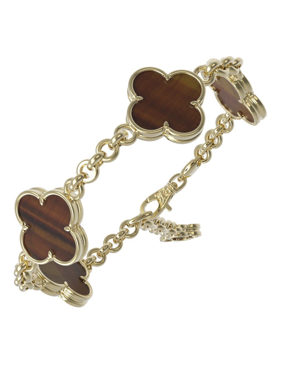 Браслет из лимонного золота c тигровым глазом