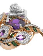 Кольцо из золота c фианитом и аметистом