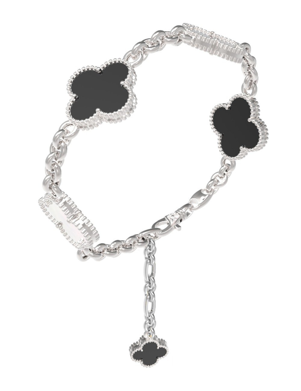 Браслет из белого золота c ониксом и перламутром