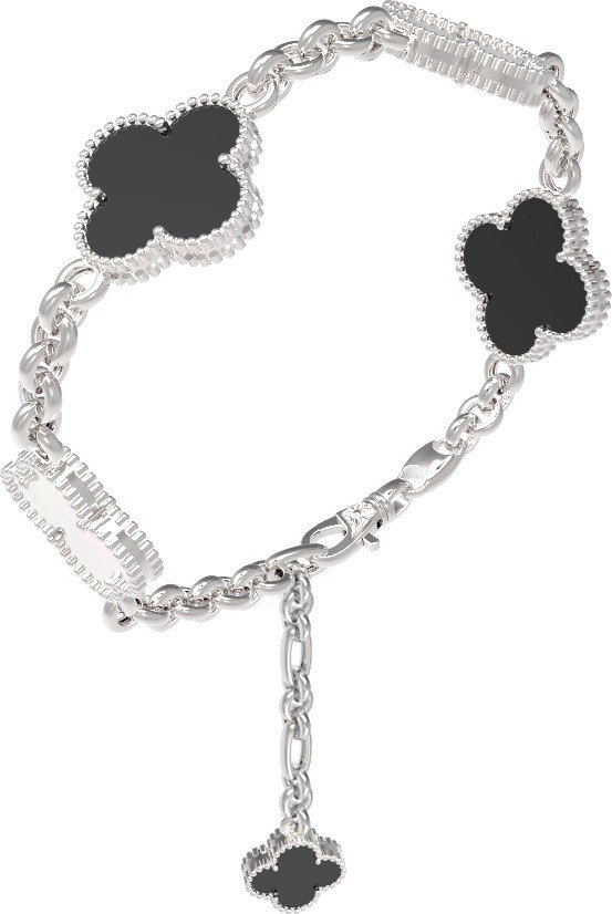 Браслет из белого золота c ониксом и перламутром