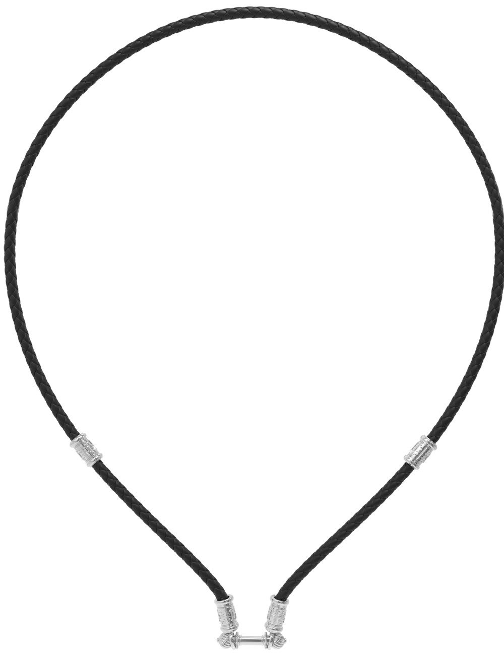 Гайтан из белого золота c кожаным шнурком