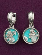 Серьги из белого золота c бирюзой и перламутром