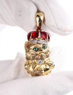 Подвеска из лимонного золота c эмалью, бриллиантами и рубином