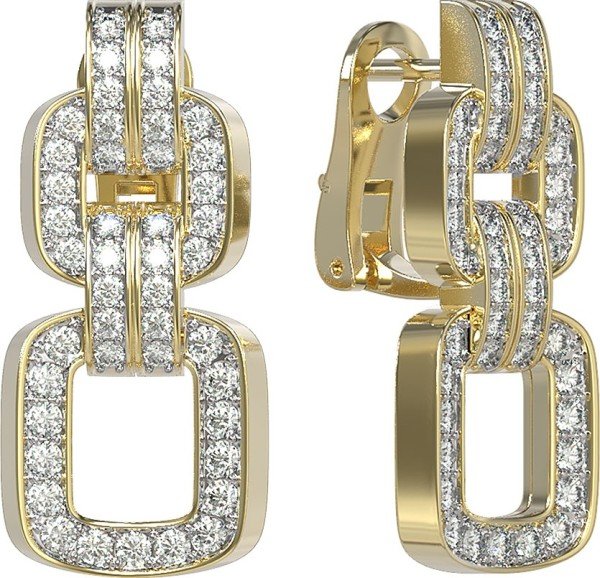 Серьги из лимонного золота c бриллиантами