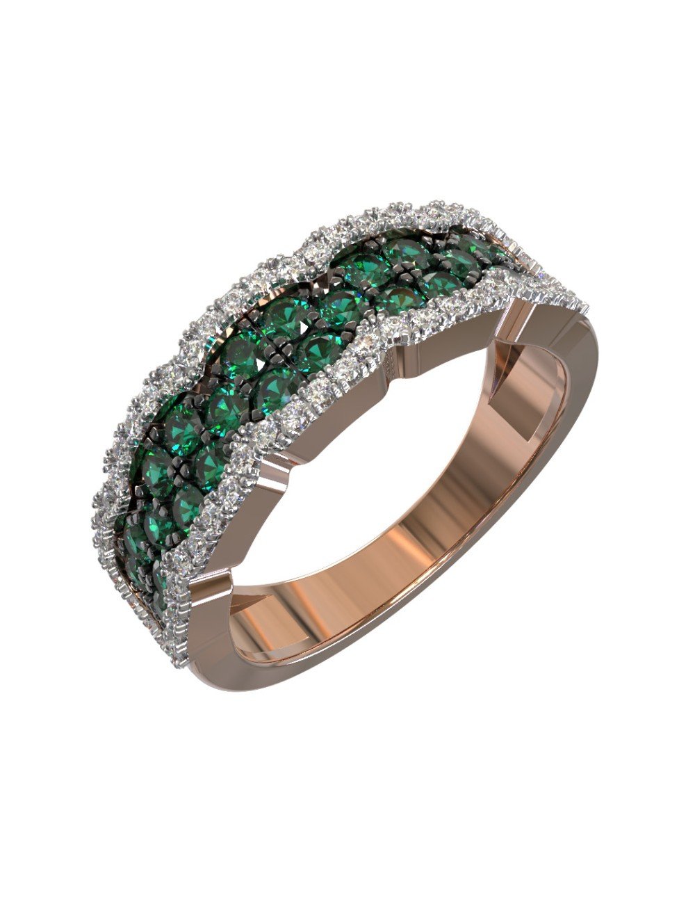 Кольцо из золота c бриллиантами и изумрудом