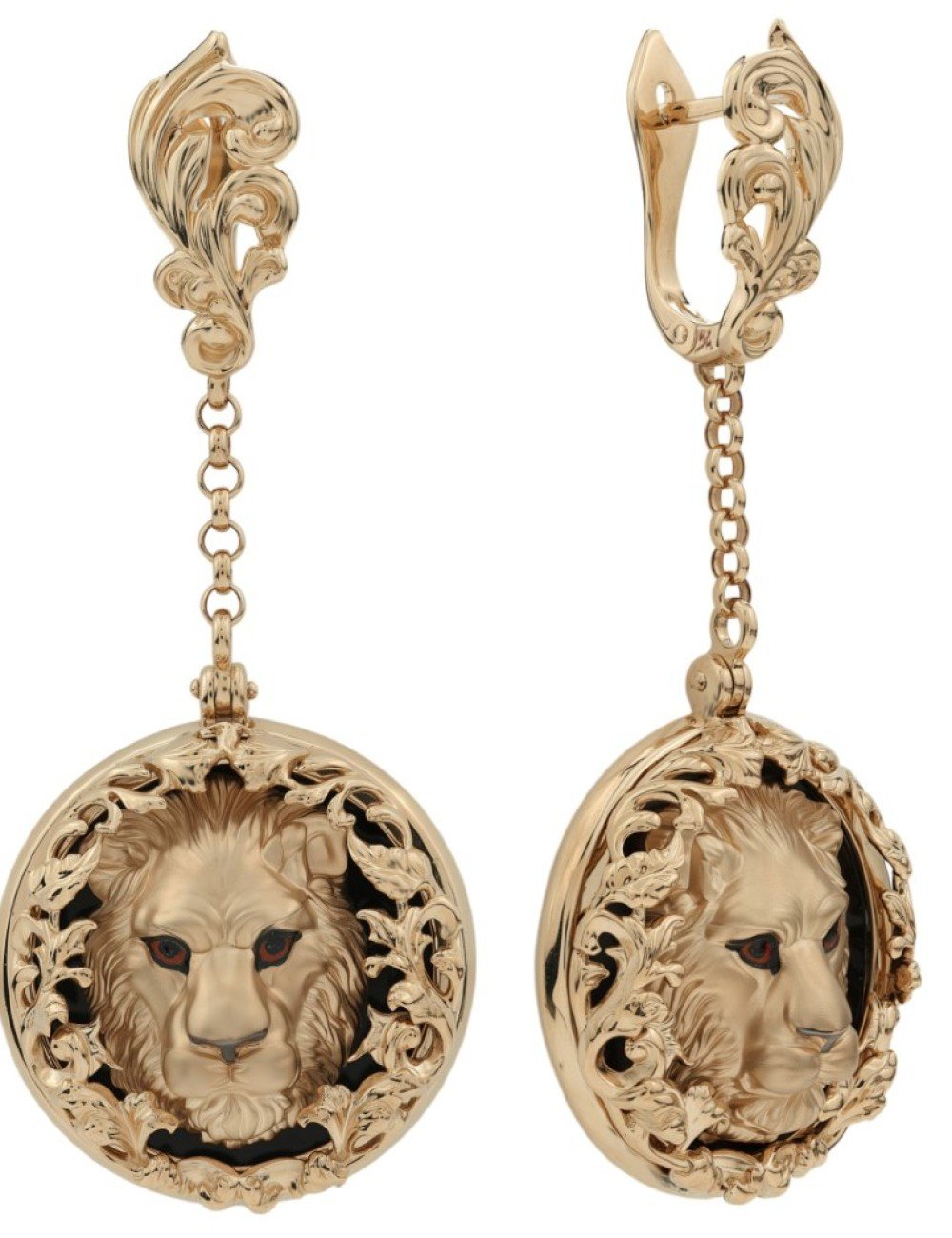 Серьги из золота c эмалью и ониксом