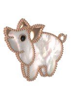 Брошь из золота c эмалью и перламутром