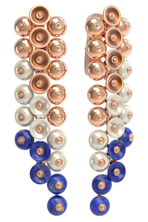 Серьги из золота c лазуритом и перламутром