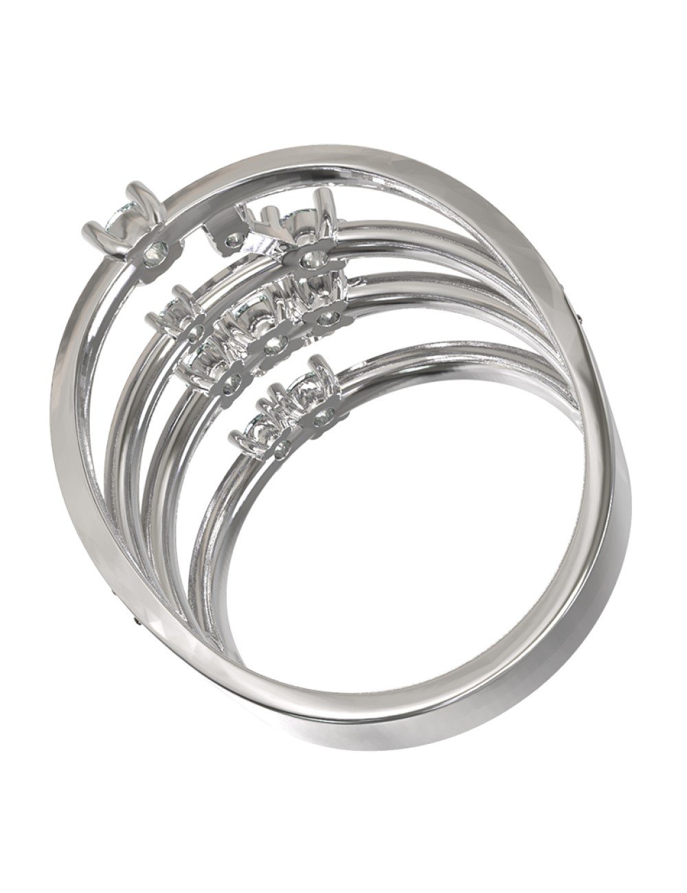 Кольцо из белого золота c бриллиантами и сапфиром