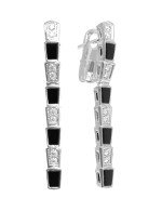 Серьги из белого золота c бриллиантами и ониксом