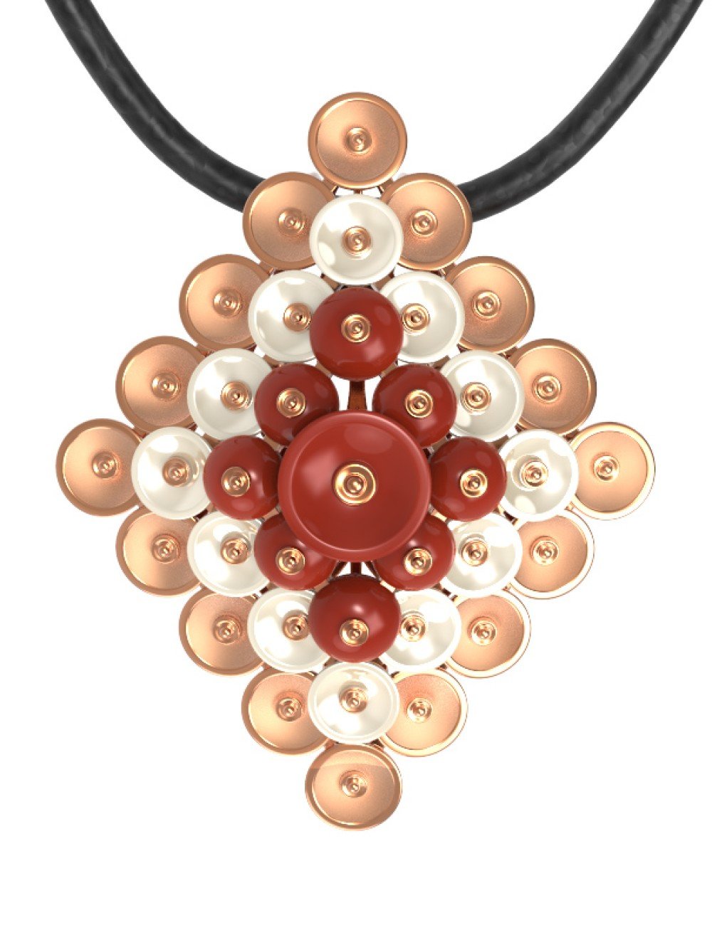 Подвеска из золота c агатом и перламутром