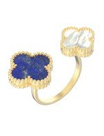 Кольцо из лимонного золота c лазуритом и перламутром