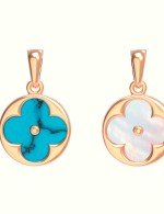 Подвеска из золота c бирюзой и перламутром