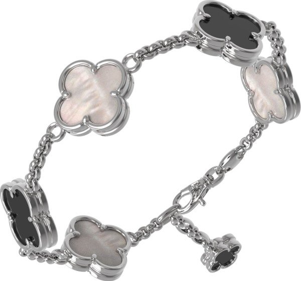 Браслет из белого золота c ониксом и перламутром