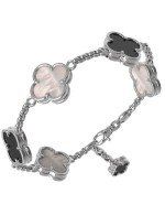 Браслет из белого золота c ониксом и перламутром