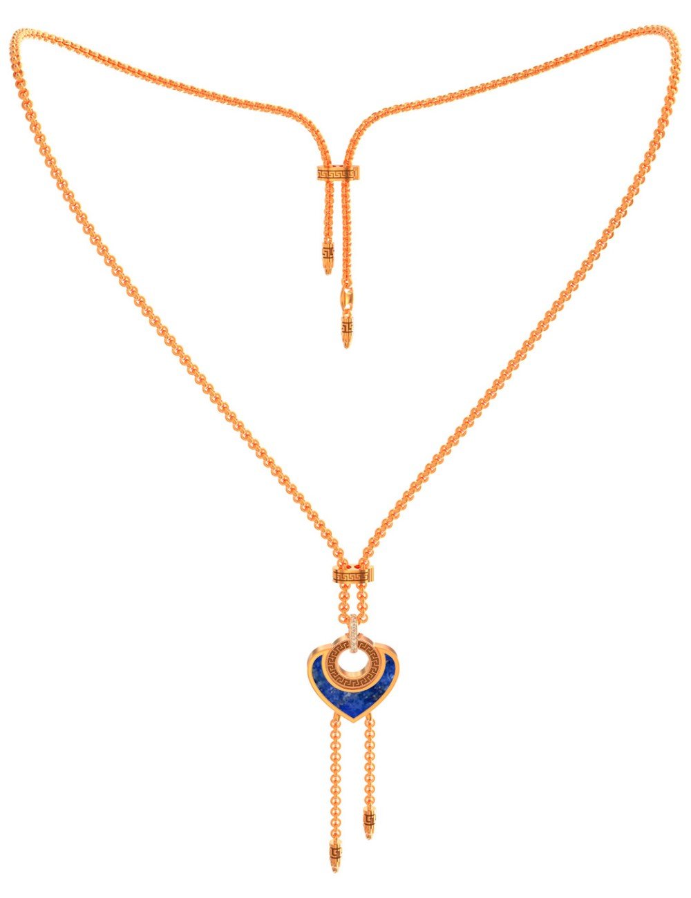 Колье из золота c фианитом, лазуритом и перламутром