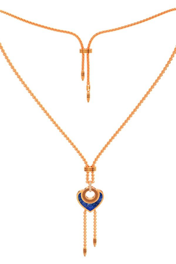 Колье из золота c фианитом, лазуритом и перламутром