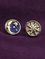 Серьги из лимонного золота c бриллиантами, лазуритом и перламутром