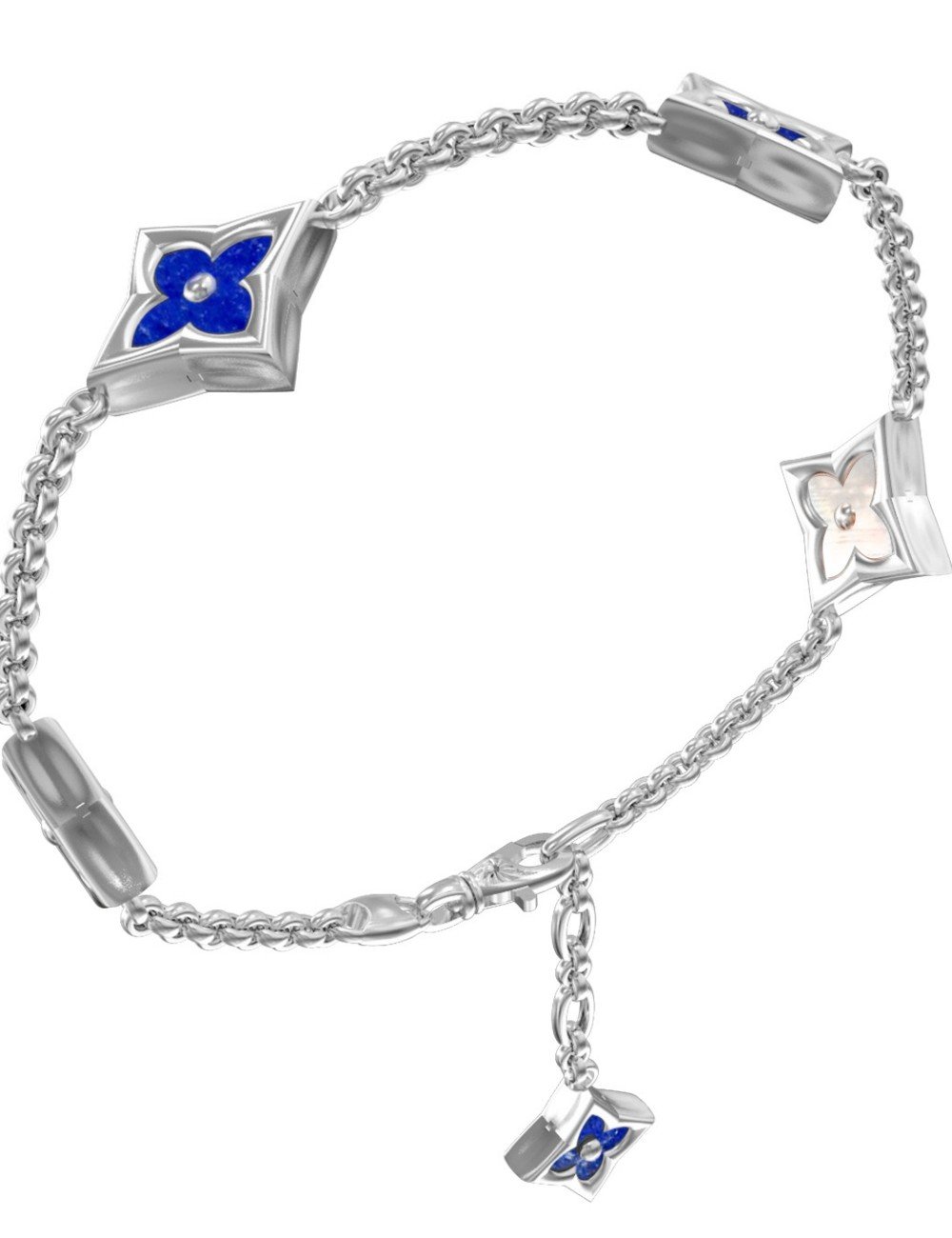 Браслет из белого золота c лазуритом и перламутром