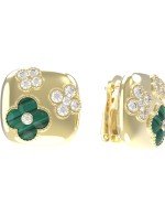 Серьги из лимонного золота c бриллиантами и малахитом