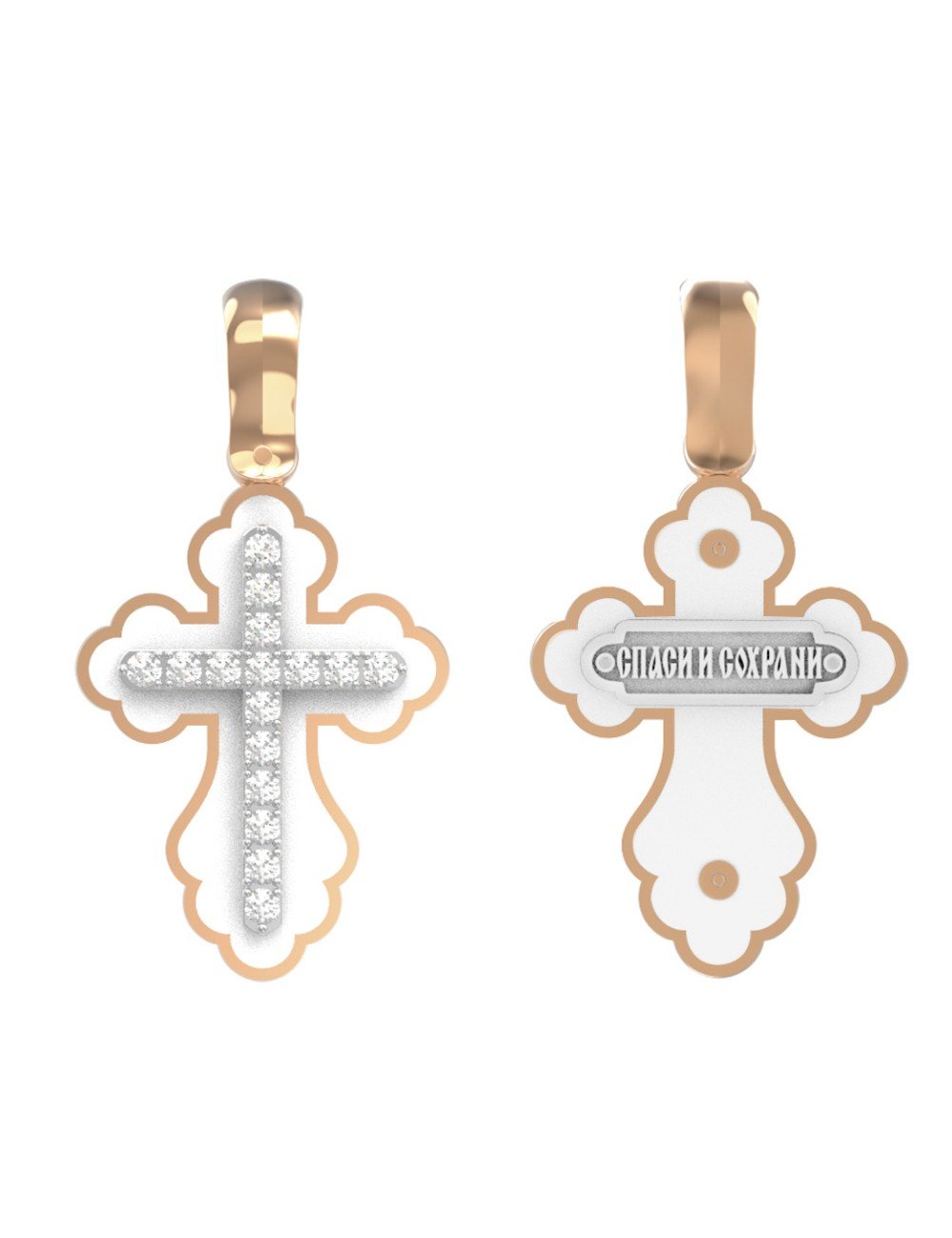 Крест из золота c эмалью и бриллиантами
