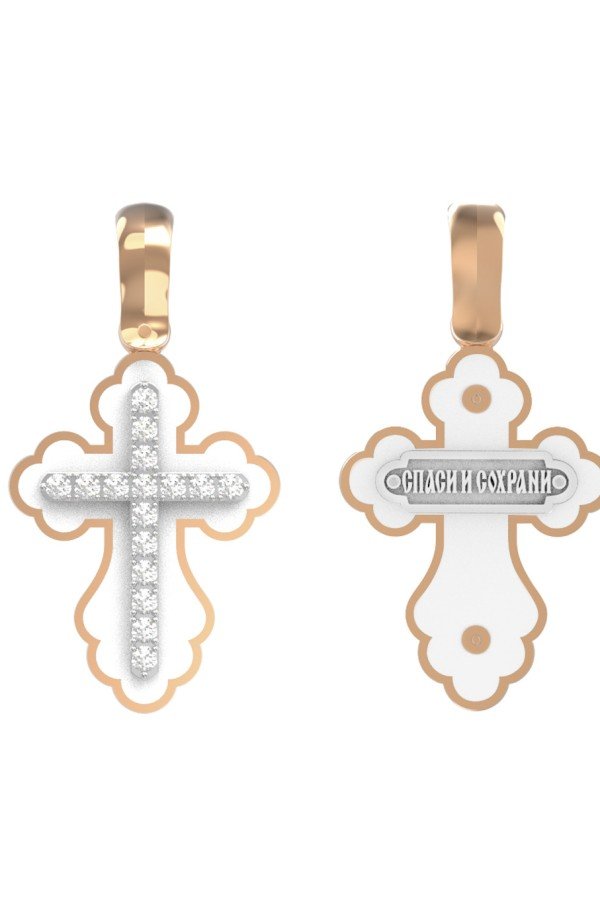 Крест из золота c эмалью и бриллиантами