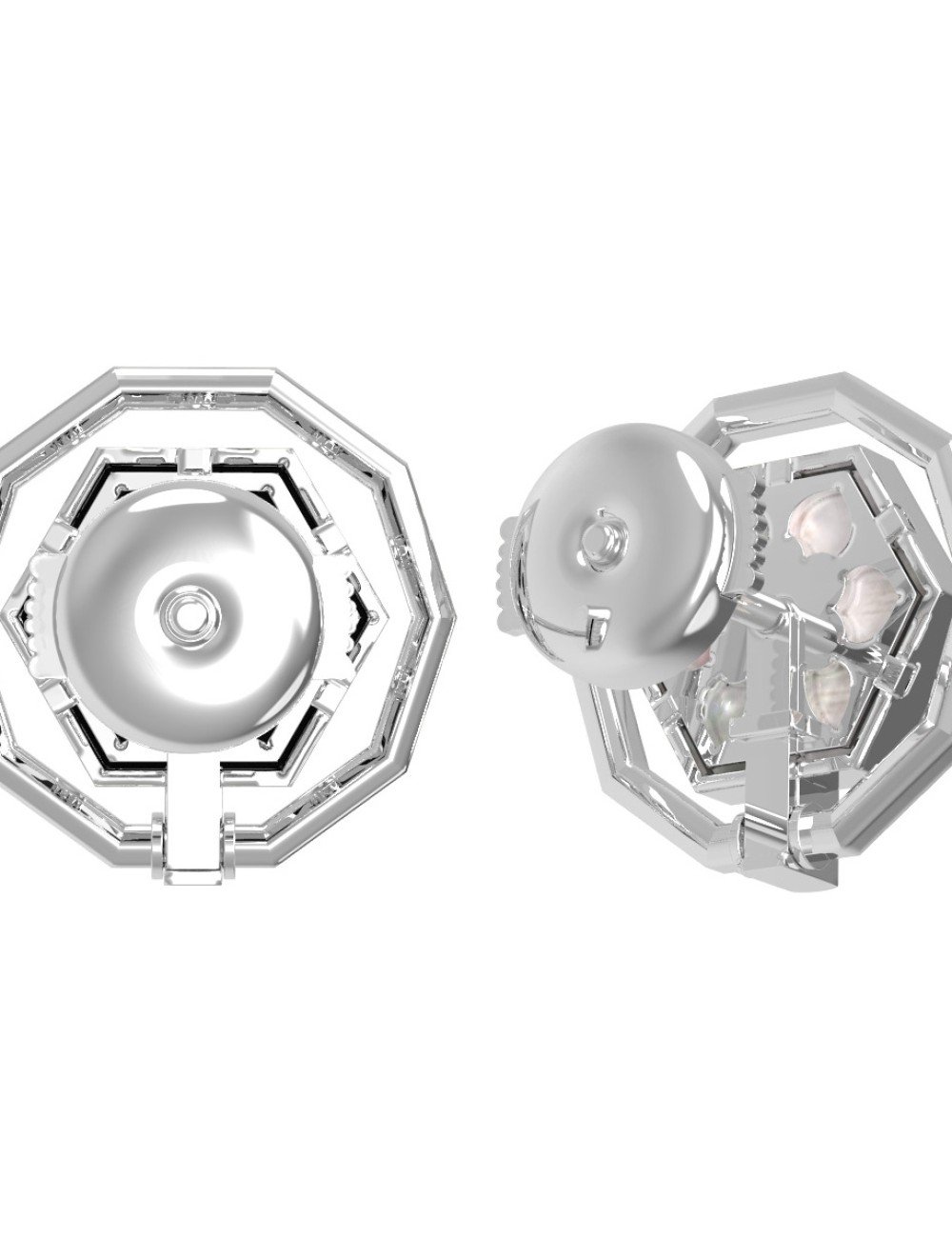 Серьги из белого золота c ониксом и перламутром