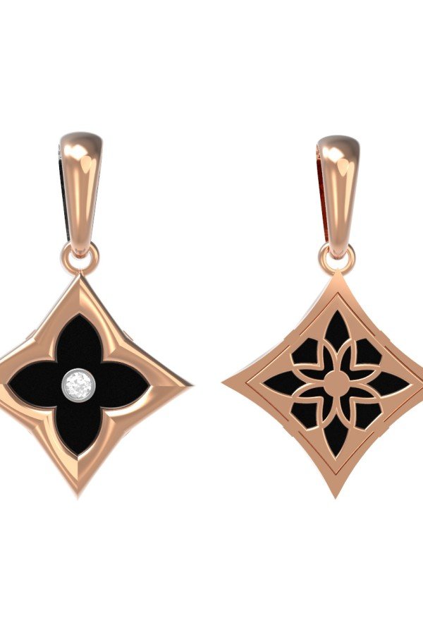 Подвеска из золота c бриллиантами и ониксом