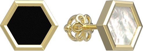 Серьги из лимонного золота c ониксом и перламутром