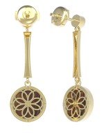 Серьги из лимонного золота c фианитом и тигровым глазом