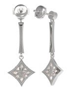 Серьги из белого золота c фианитом и перламутром